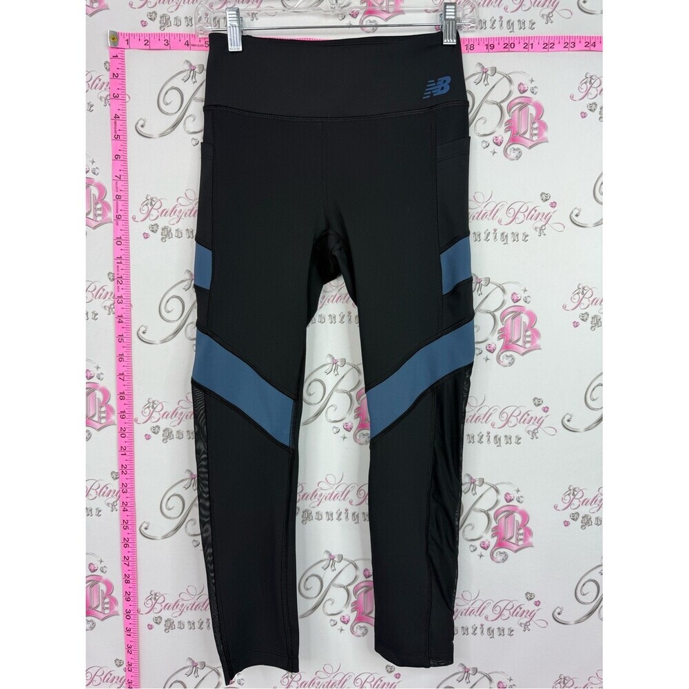 New Balance leggings tights Black Leggings with Slate Blue Panels